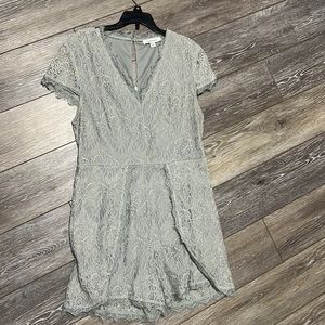 Dusty blue/gray lace romper